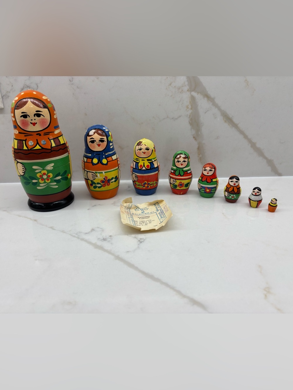 8 Vintage Hand-Painted Wooden Russian Nesting Dolls Matryoshka Zagorsky RSFSR